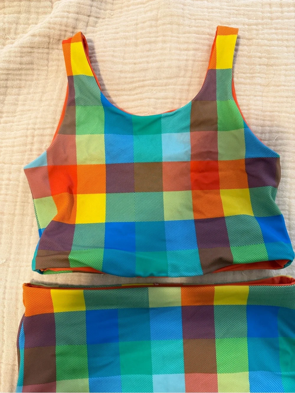 Hanna Andersson Reversible Swimsuit. Size 8 kids. Madras print.